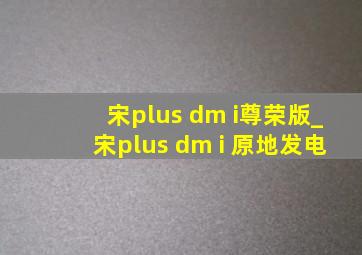 宋plus dm i尊荣版_宋plus dm i 原地发电